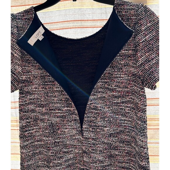 LOFT Women's Size 2 Gray & Red Mini Lined Dress - Picture 6 of 10